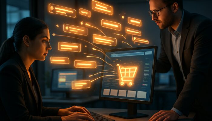 Analysts extracting valuable keywords from user reviews to enhance an engaging e-commerce website.