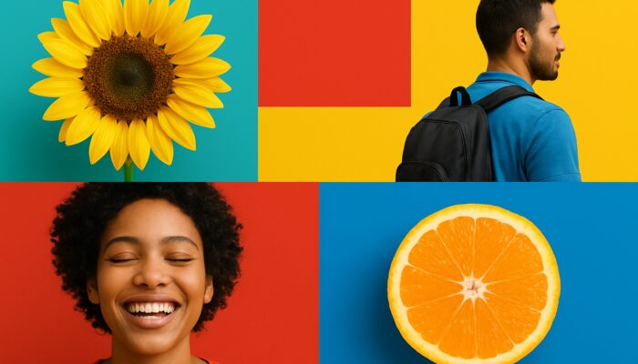 Vibrant digital layout with colourful images and bold text intertwined to enhance viewer engagement.