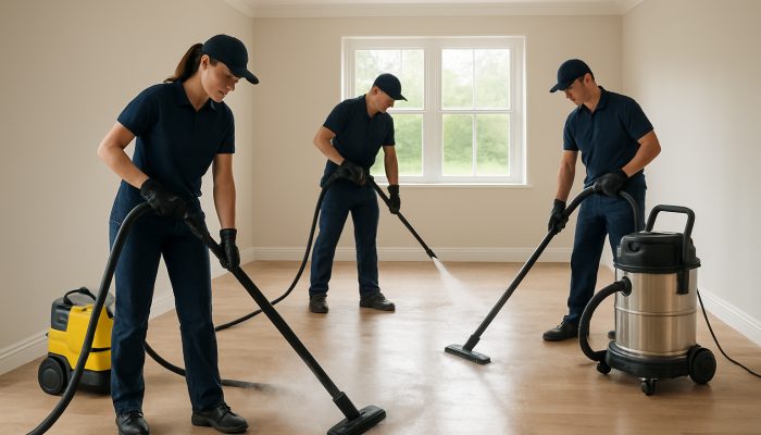 Professional cleaners employing steam cleaners and vacuum systems during end of tenancy cleaning in a Nether Compton residence